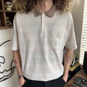 Vintage 70s 80s Munsingwear Striped Semi Sheer Knit Penguin Polo USA ~ Size M